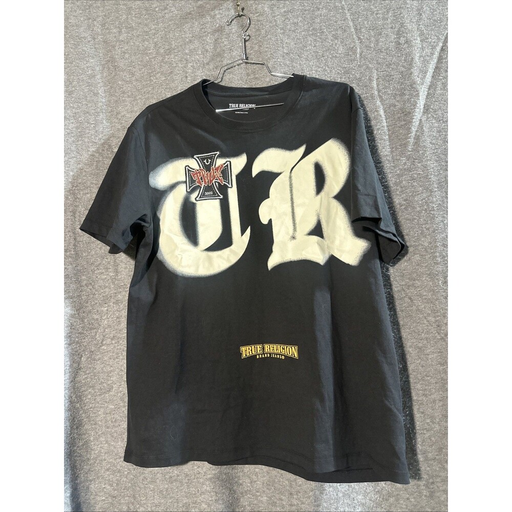 Vintage True Religion Black Graphic Cross 2002 Embroidered T Shirt Men’s XXL